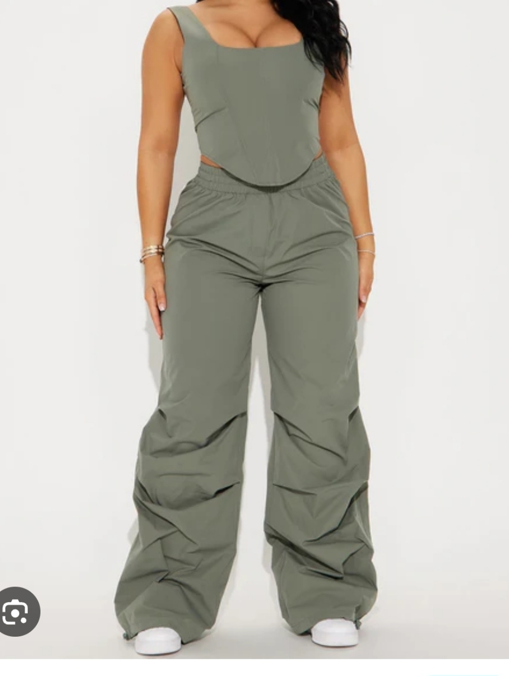 PrettyLittleThing Olive Green Wide-Leg Casual Jumpsuit Size 12 NWT